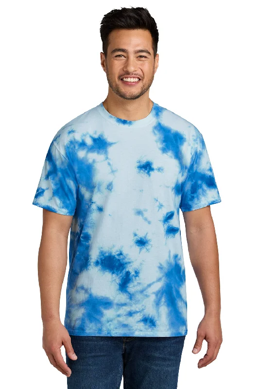 Comfortable Sneakers Port & Company Mens Crystal Tie-Dye Short Sleeve Crewneck T-Shirt - True Royal Blue
