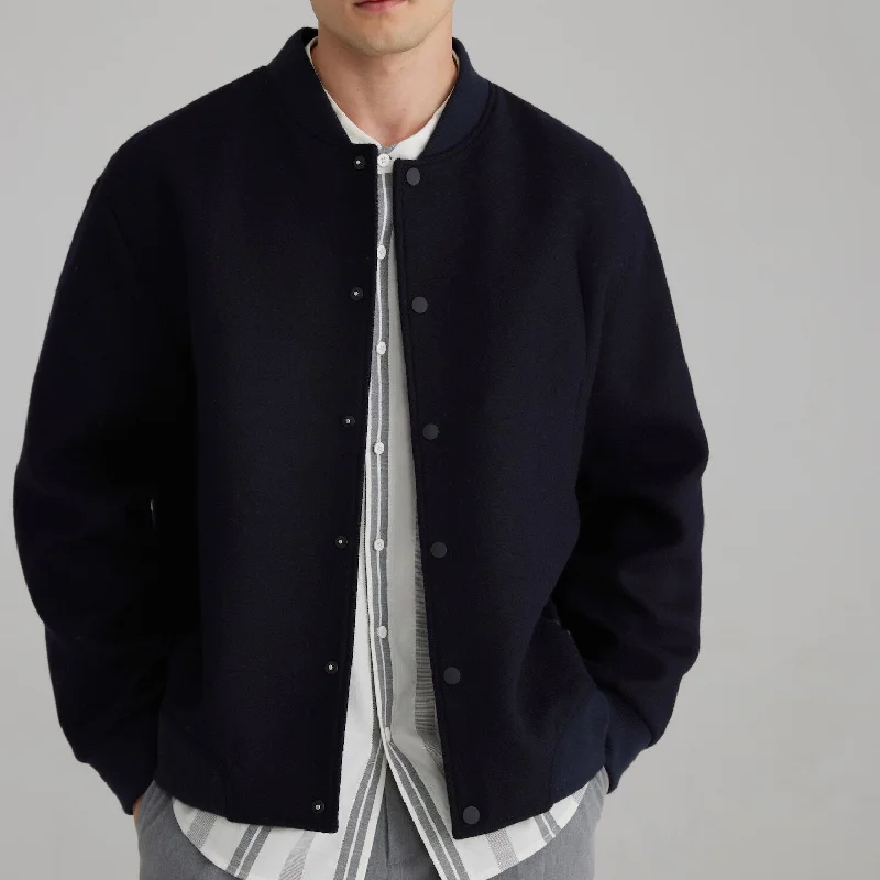 Denim Wear Men's Wool Color Contrast Patchwork Rib Jacket