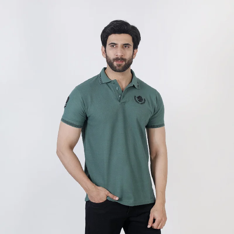 Rain Jackets Men's Half Sleeves Polo T-Shirt - Dark Green