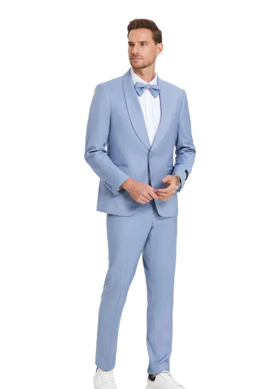 Casual Footwear Distinction Collection: Men's Solid 2-Piece Suit In Beau Blue - Slim Fit