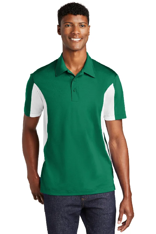 Cool Boots Sport-Tek Mens Sport-Wick Moisture Wicking Short Sleeve Polo Shirt - Kelly Green/White