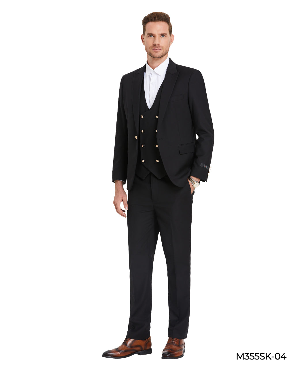 Funky Socks Urbane Collection: Men's Solid 3-Piece Suit In Black - Slim Fit