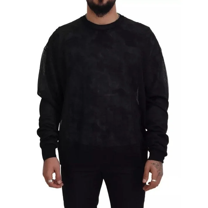 Business Shirts Dolce & Gabbana Black Polyester Crewneck Pullover Men's Sweater (Pre-Owned)