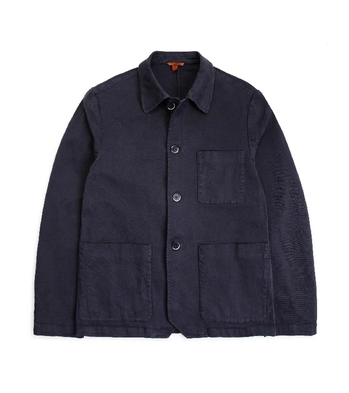 Barena Visal Mante Cotton Twill Overshirt: Navy