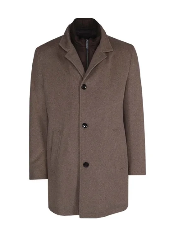 Bugatti Dual Layer Woolen Overcoat, Brown