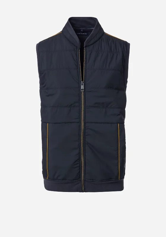 Casa Moda Contrast Trim Gilet, Navy & Yellow