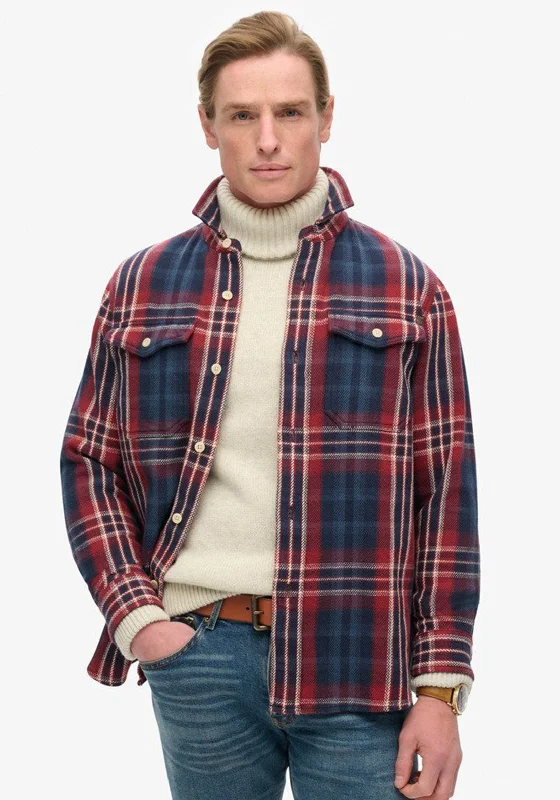 Superdry Merchant Heavy Checked Overshirt, Navy