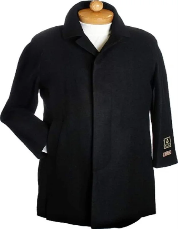 Dark color black 3 Quarter Wool fabric Jacket - men's Overcoat