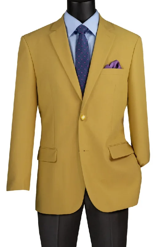 Mens Blazer - Cheap Priced Mens Sport Coat -Mens Classic Fit Poplin Club Sport Coat Blazer In Gold