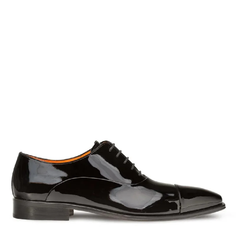 Mezlan Men's Shoes Black Patent Leather Cap Toe Oxfords