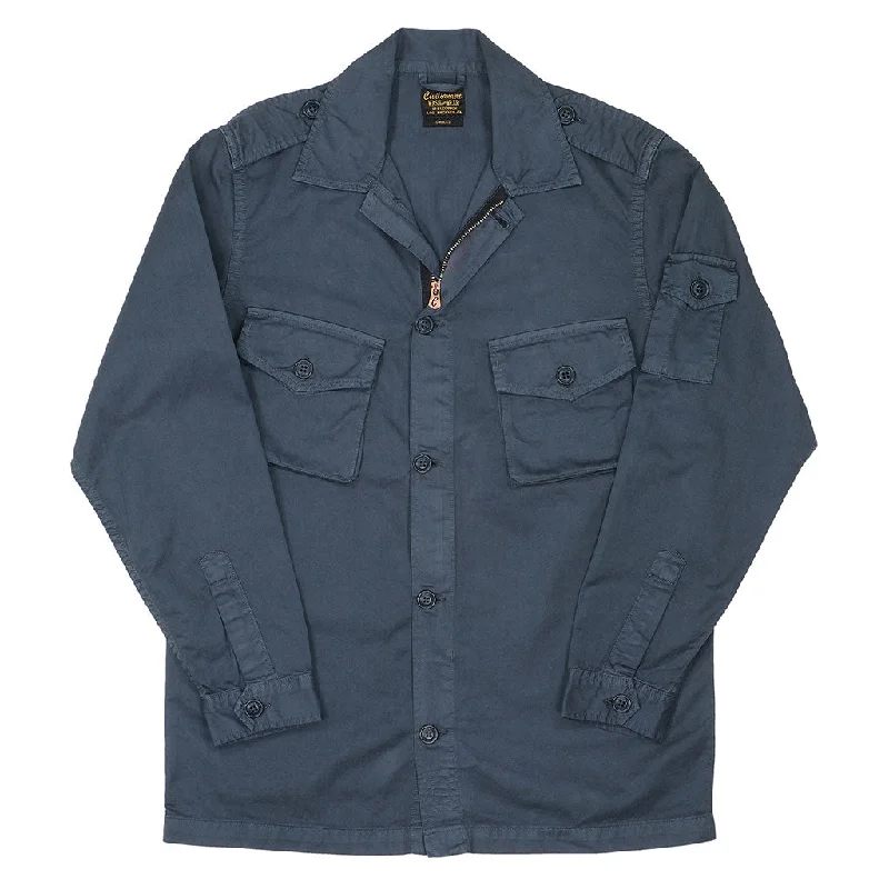 3 Pocket Herringbone Cotton Officer Jacket - Moon