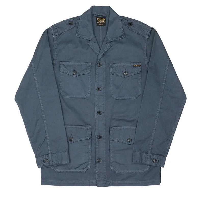 4 Pocket Herringbone V-Flap Field Jacket - Moon