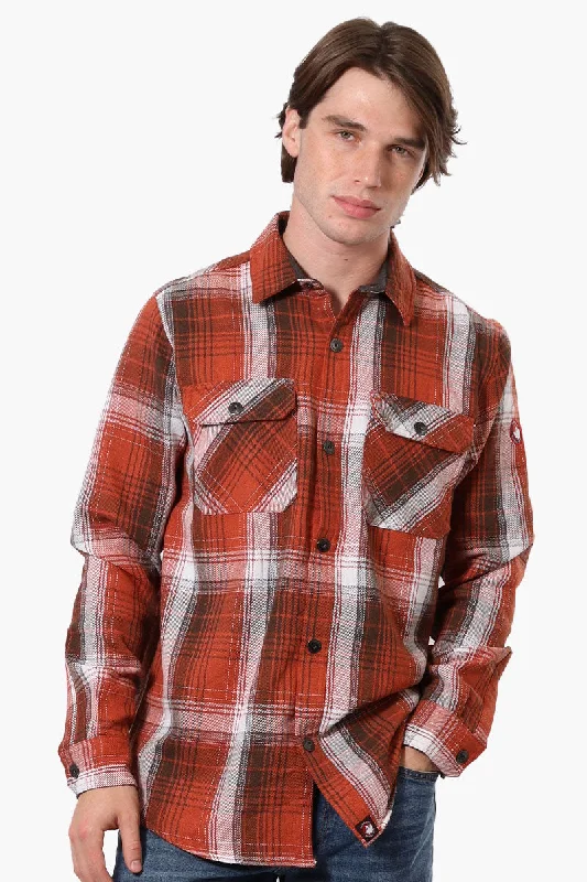 Canada Weather Gear Plaid Button Up Casual Shirt - Rust