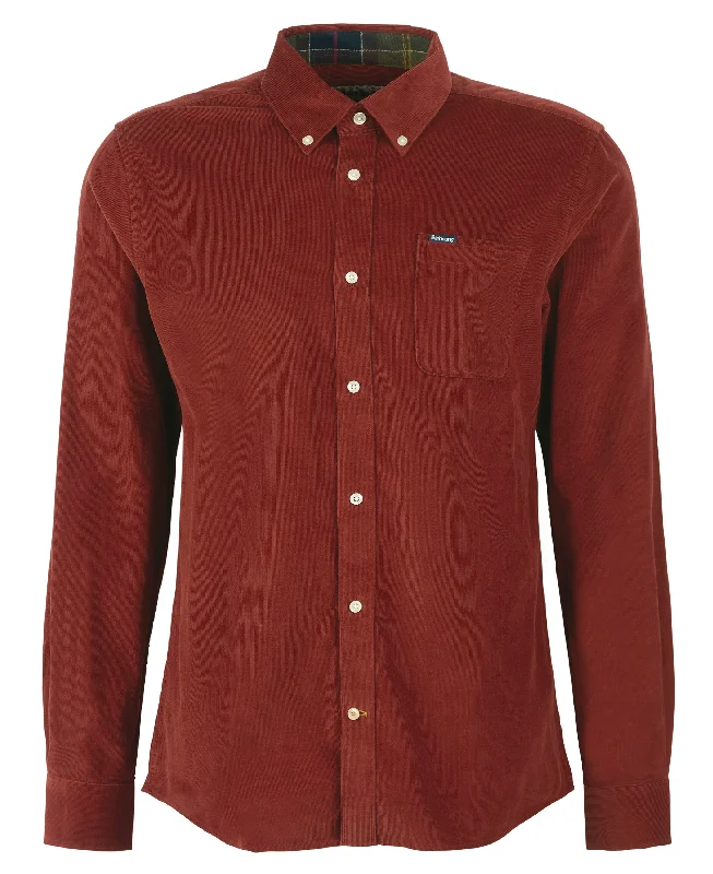 ID80142-Barbour Ramsey Brown Tailored Cord Shirt