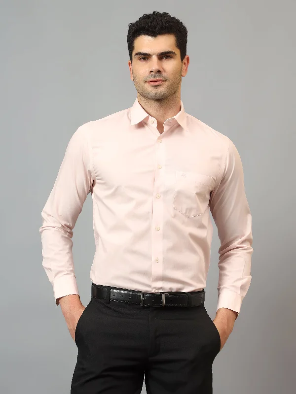 Men's Pink Formal Plain Full Sleeve Shirt