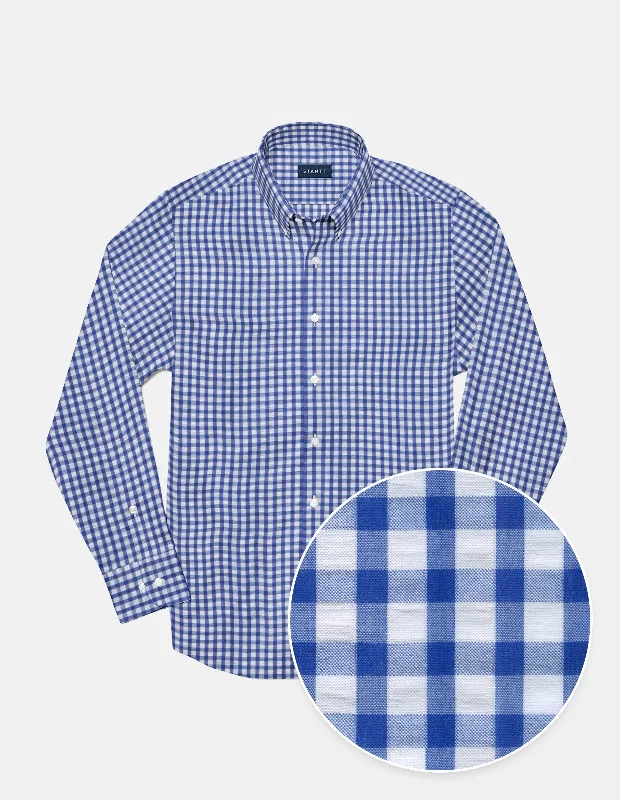 Cobalt Gingham Seersucker