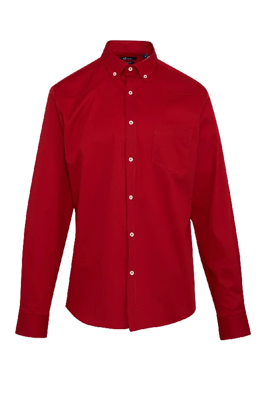 Comfort Fit Long Sleeve Cotton Red Casual Shirt