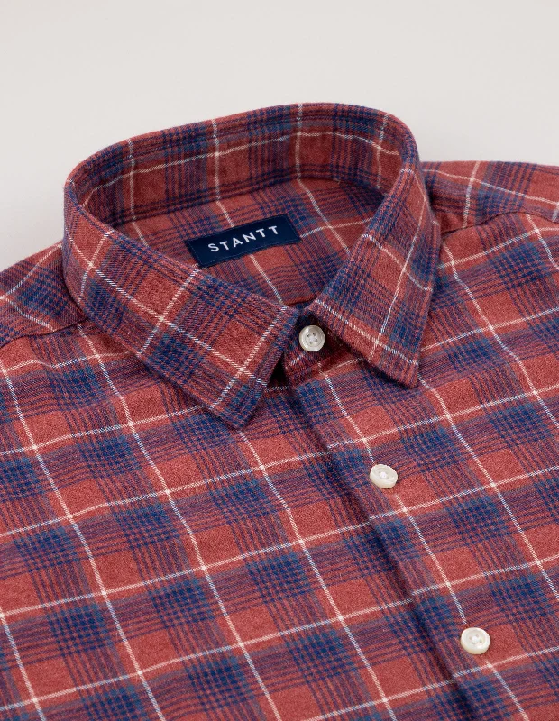 Dusty Red and Royal Blue Raker Flannel