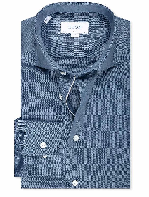 Slim Fit Cotton Linen Shirt Petrol