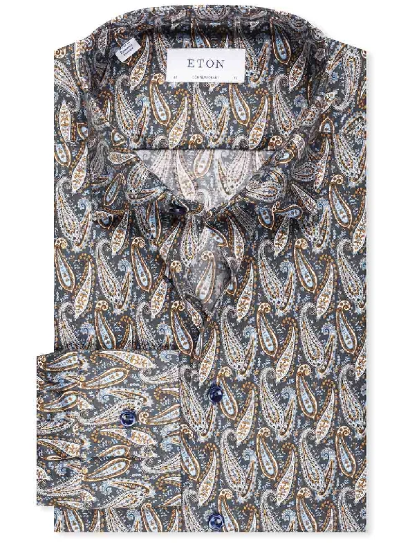 Contemporary Paisley Shirt Navy