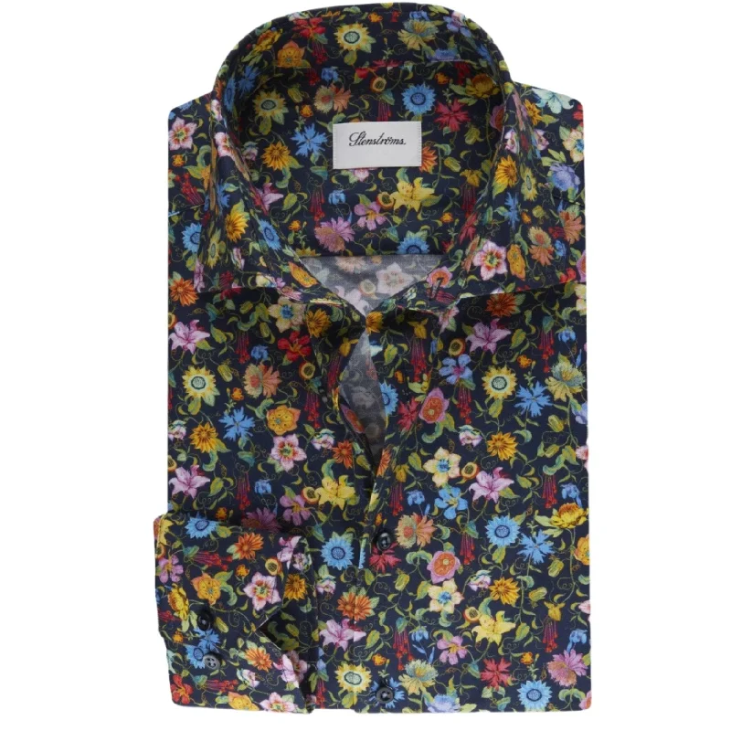 ID70518 Stenstroms Navy Floral Shirt