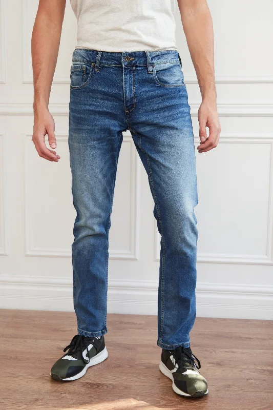 Jeans bleu moyen coupe régulière - Homme