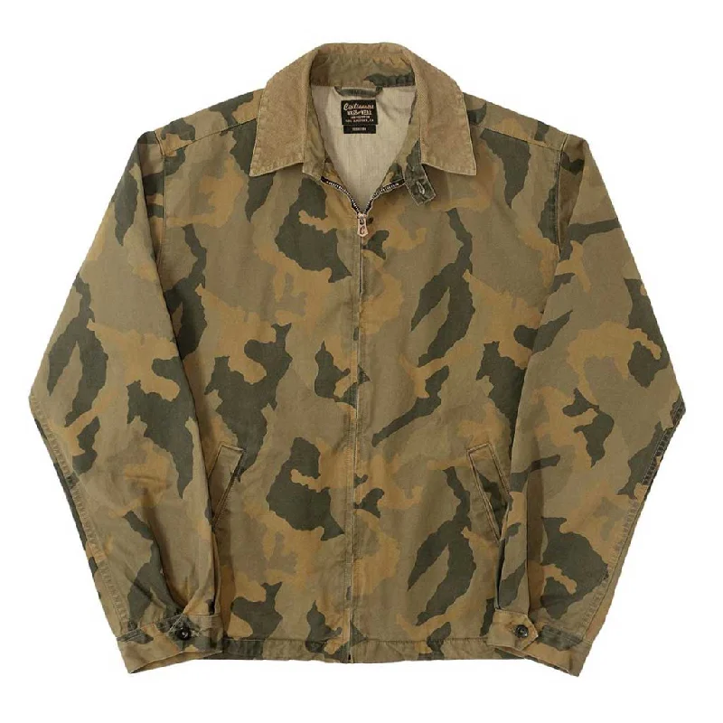 Zip Front 2 Pocket Corduroy Collar Camouflage Cliff Jacket - Kindling