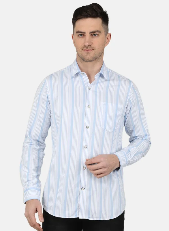 Men Sky Blue Printed Shirt