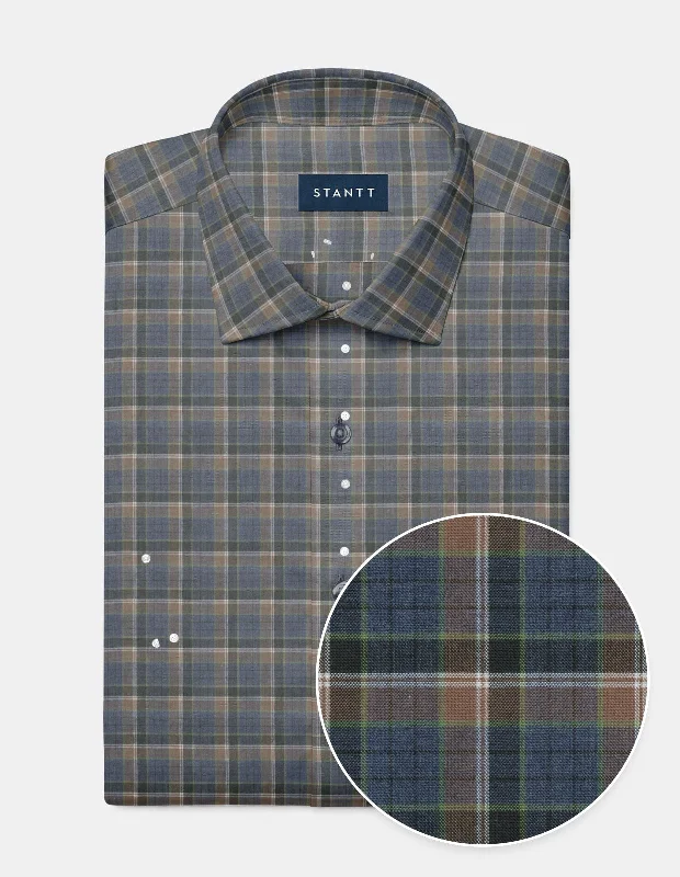 Navy and Brown Multi Stacked Plaid