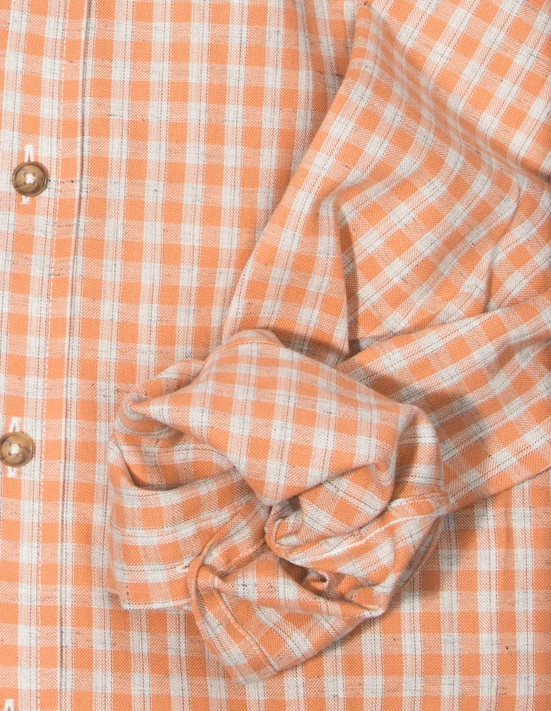 Natural Orange Slub Gingham