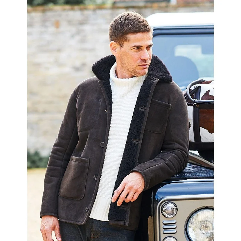 Owen Barry Mens Cyrus Sheepskin Jacket - Ebony