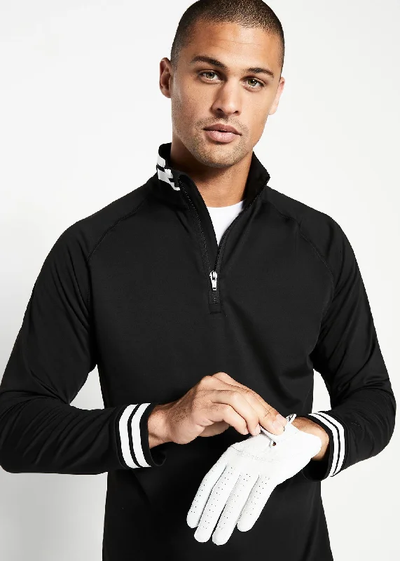 Performance Quarter Zip | Black w/White Stripe