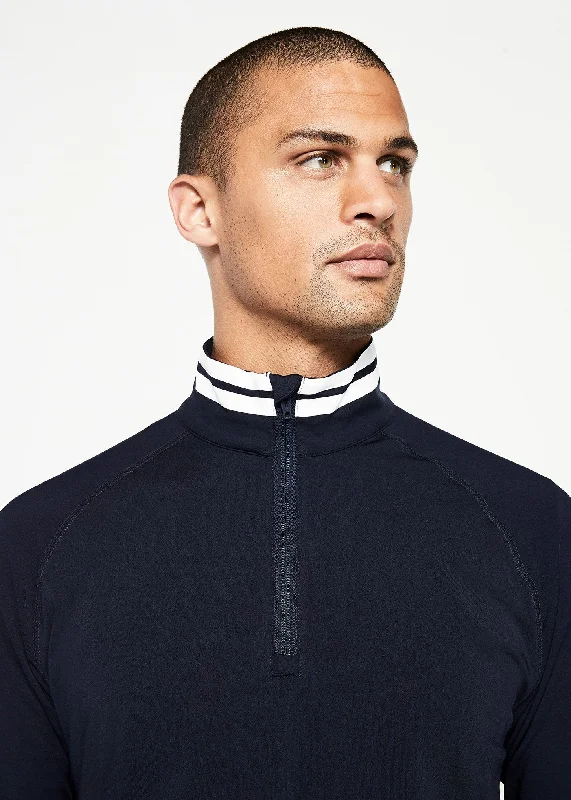 Performance Quarter Zip | Navy w/White Stripe