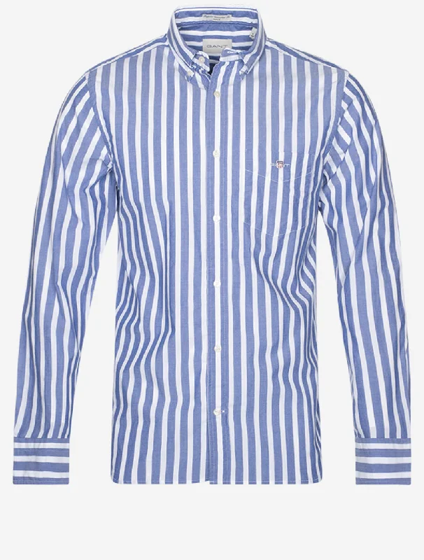 Regular Poplin Wide Stripe Shirt College Blue