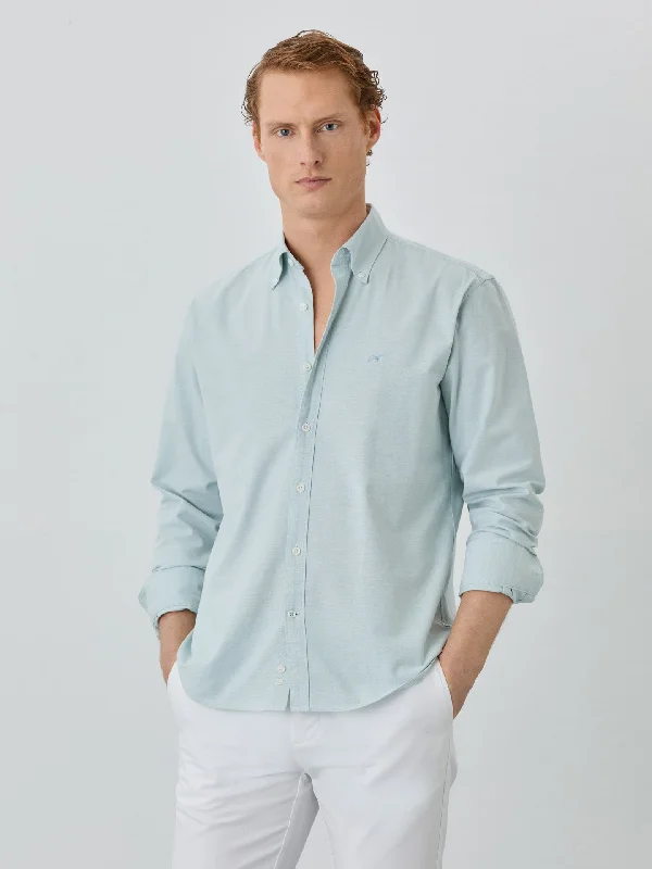 Regular Fit Shirt With Button Down Collar In Cotton-Elastane Blend