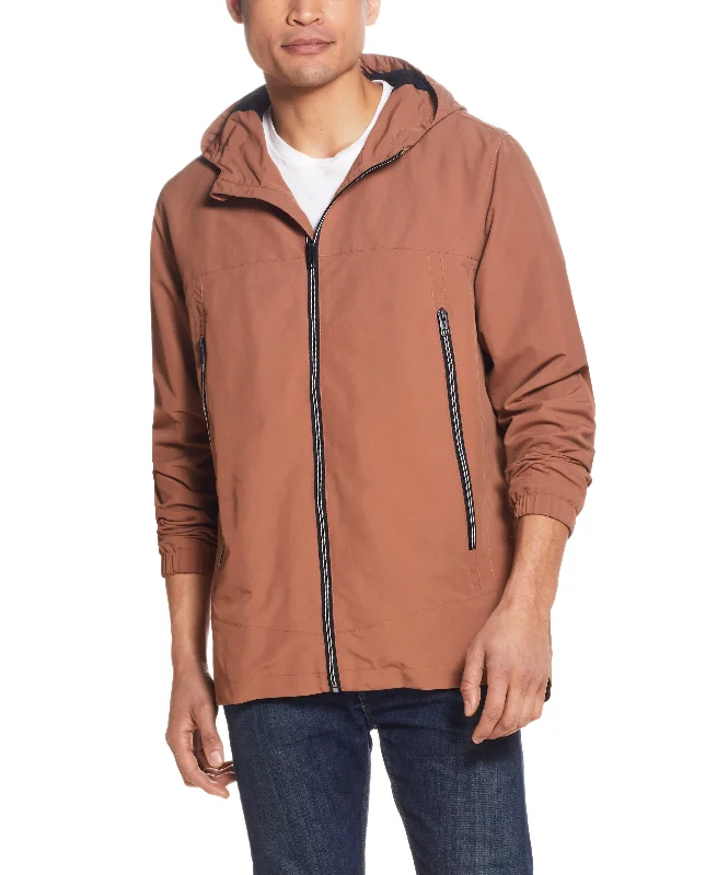 Nylon Zip Front Jacket In Carob Brown