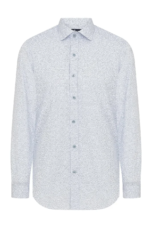 Slim Fit Printed Cotton Blend Light Blue Casual Shirt