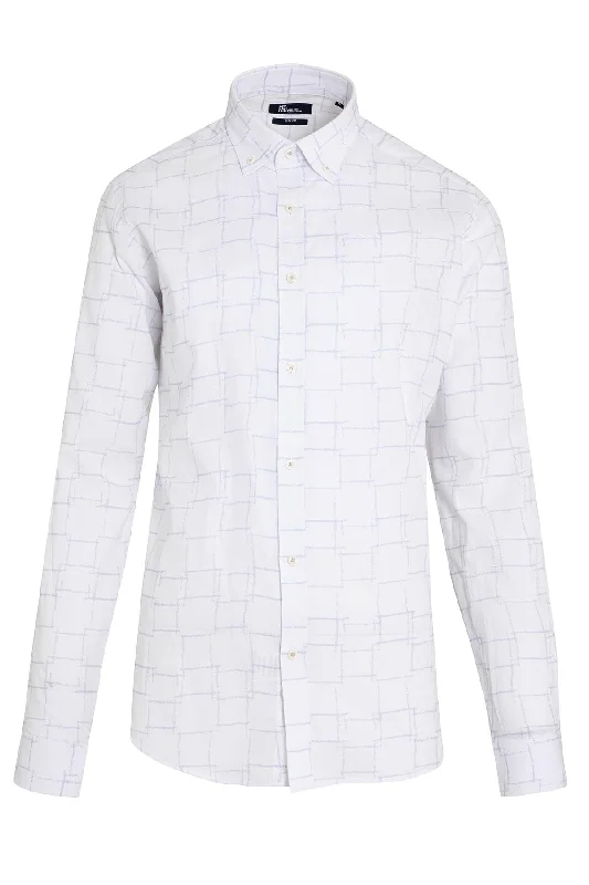 Slim Fit Printed Linen & Cotton Lilac Casual Shirt