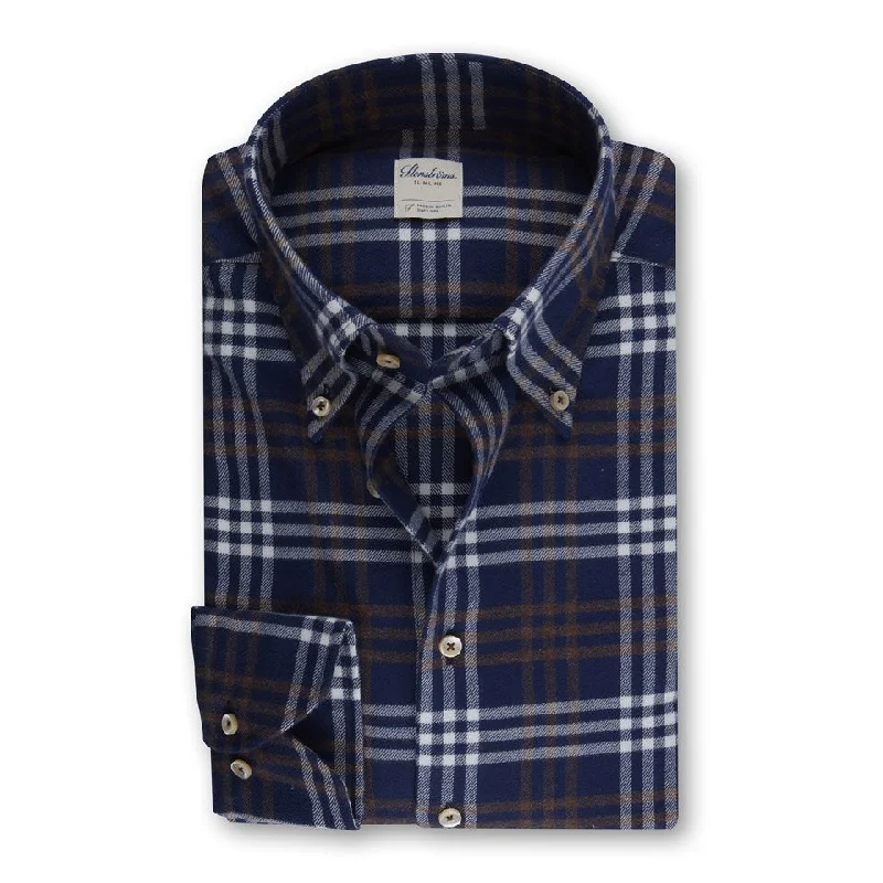 ID60328-Strenstroms-Navy Brown Check Button Down