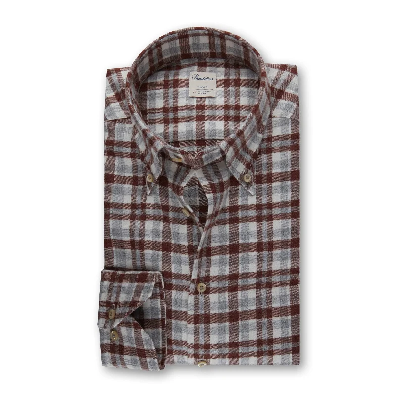 ID60330-Strenstroms- Check Button Down Rust Grey