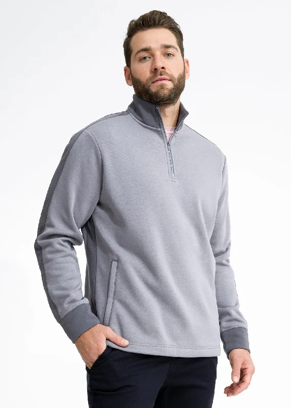 Stretch Fleece Quarter Zip | Light Grey with Monument