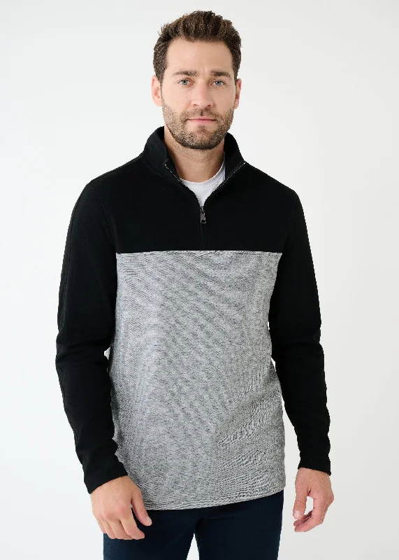 Triblend Stretch Quarter-Zip | Black/Grey Colorblock