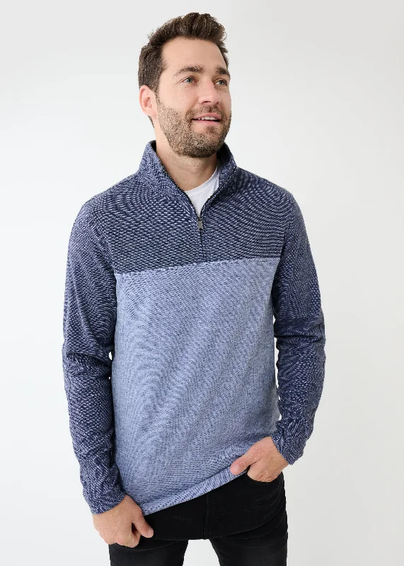 Triblend Stretch Quarter-Zip | Denim Colorblock