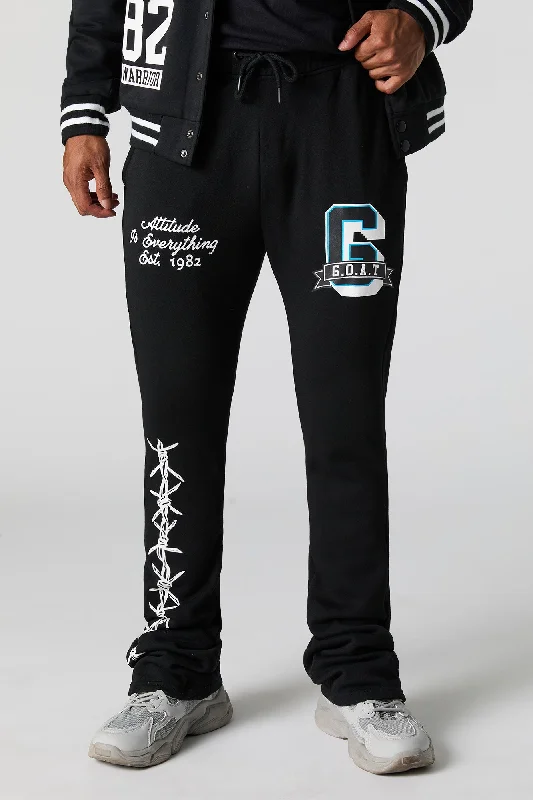 Graphic Fleece Open Bottom Jogger