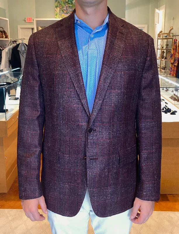 Brookwood Unstructured Burgundy Tweed Sport Coat