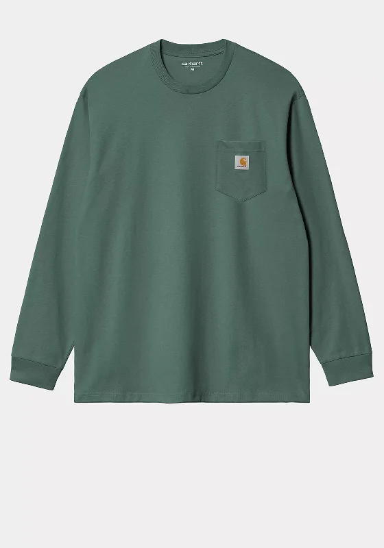 Carhartt WIP Pocket Crew Neck Long Sleeve T-Shirt, Silver Pine Green