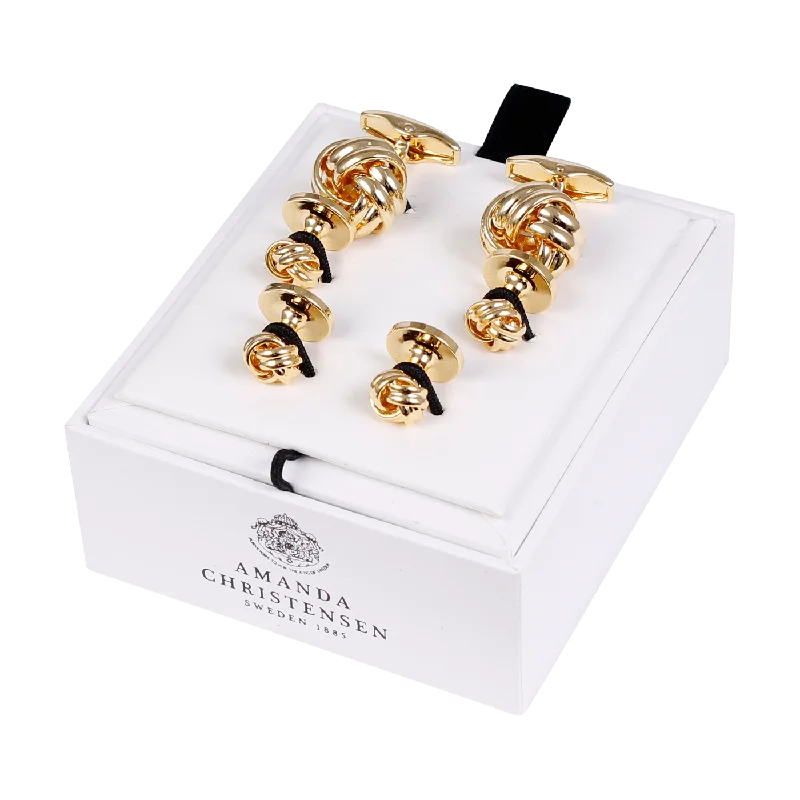 Classic Knot Solid Brass Cufflinks and Studs Set by House of Amanda Christensen