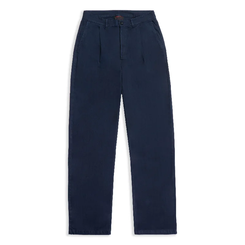 Cotton Trousers - Navy Herringbone