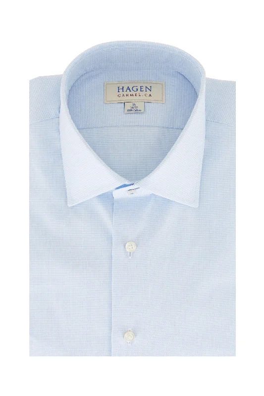 Light Blue Mini Houndstooth Dress Shirt