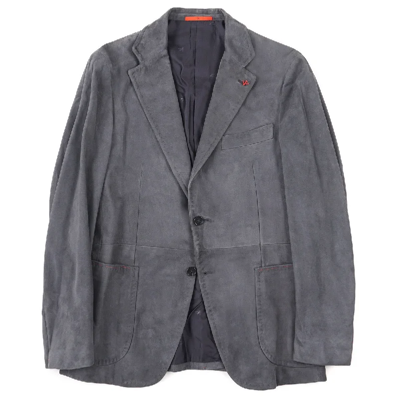 Isaia Slim-Fit Lamb Suede Leather Blazer